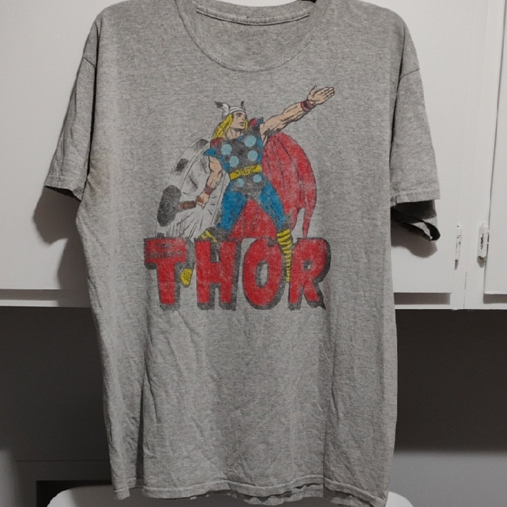 SALE! The Mighty Retro Thor Gray Graphic Tee - Short Sleeve